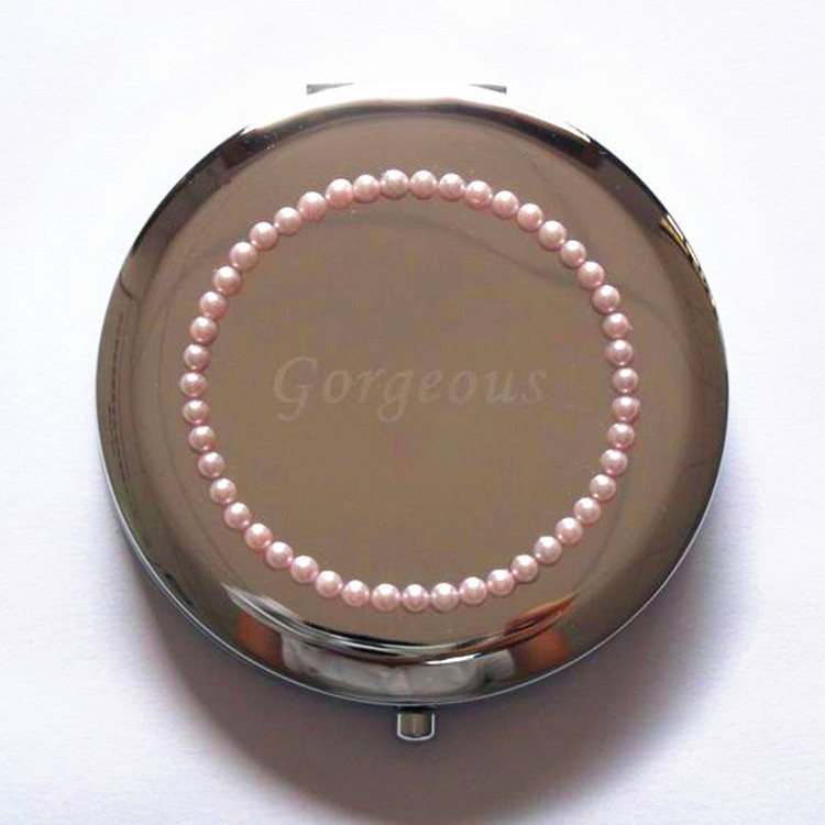 laser engraved logo compact mirror for bridesmaids